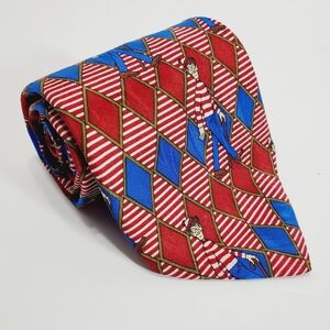 Where's Waldo? Red & Blue Geometric Men's Silk Neck Tie 58x3.75"  RM Style